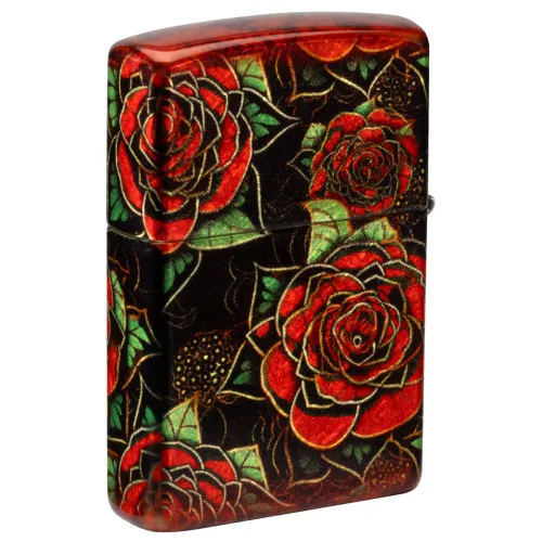 Зажигалка бензиновая ZIPPO Red Roses Design 540 Fusion черный, красный (46849)