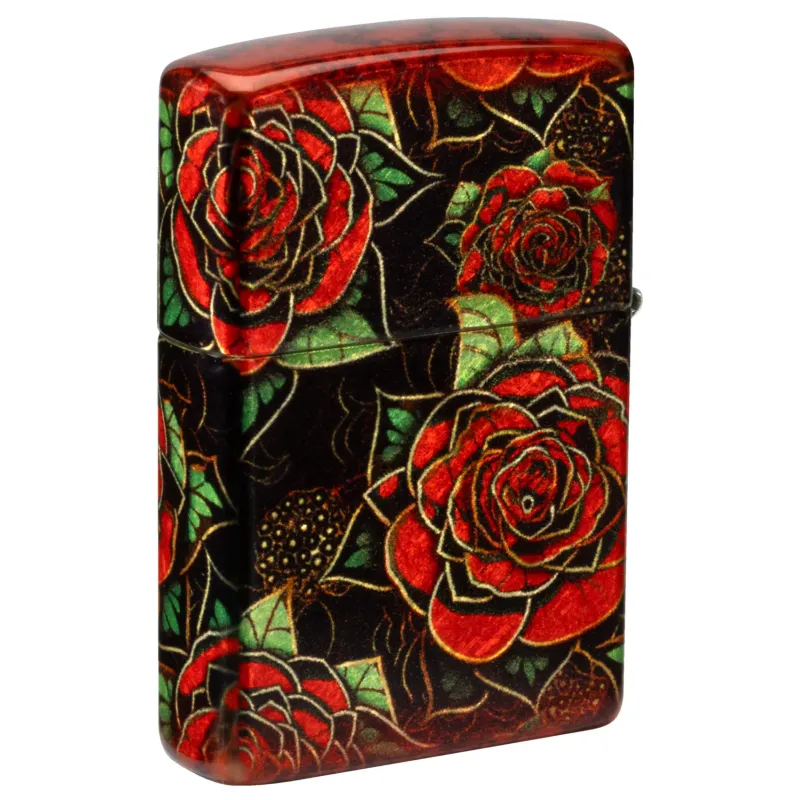 Зажигалка бензиновая ZIPPO Red Roses Design 540 Fusion черный, красный (46849)