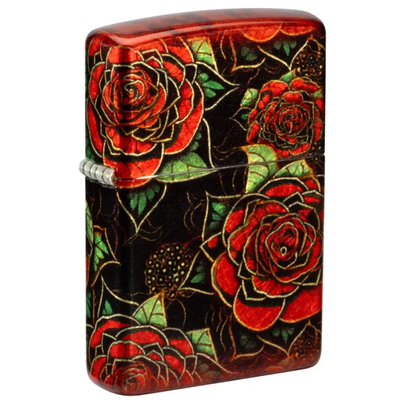 Зажигалка бензиновая ZIPPO Red Roses Design 540 Fusion черный, красный (46849)