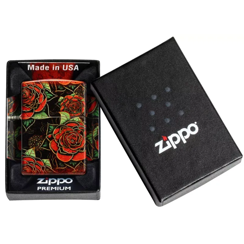 Зажигалка бензиновая ZIPPO Red Roses Design 540 Fusion черный, красный (46849)