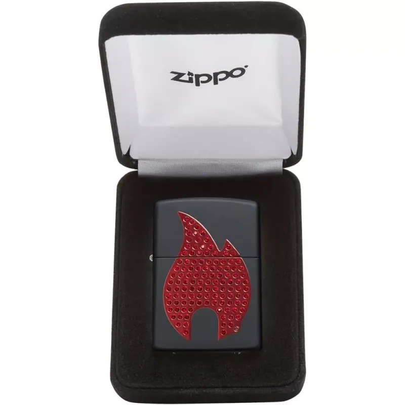 Зажигалка бензиновая ZIPPO Blind Flame, красные кристаллы, бархатная подарочная коробка (29106)