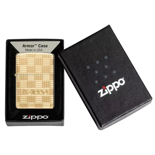 Зажигалка армированная бензиновая Zippo Armor® Deep Carve золотистая (46274)