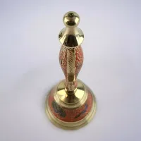 Дзвіночок бронзовий із ручкою Н-21,5 см "Пташки на помаранчевому фоні" гравіювання (DN35951E)