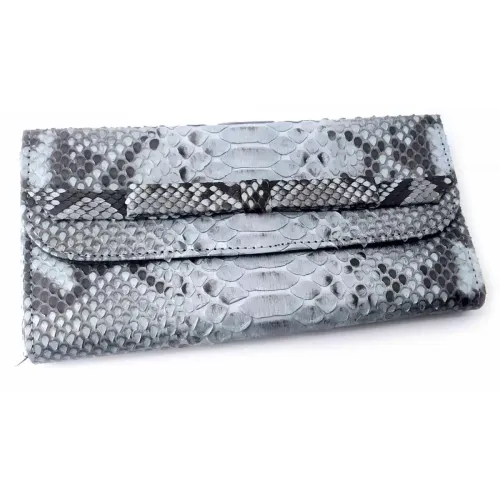 Портмоне, затискачі для грошей Гаманець Piton Bags зі шкіри пітона 30х11х2 см Сірий (DN32642B)