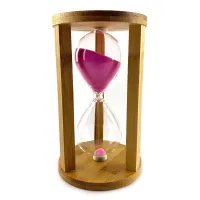 Годинник пісочний на 60 хв у бамбуку "Ейфелева вежа", рожевий пісок 19х11х11 (DN32884C)