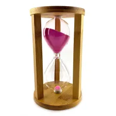 Часы песочные на 60 мин в бамбуке "Эйфелева башня", розовый песок 19х11х11 (DN32884C)