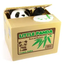 Інтерактивна скарбничка "Панда Злодюжка" на батарейках , пластик, жовта (12х9х10 см) (DN29756B)