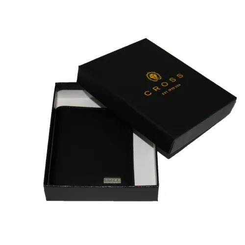 Портмоне, затискачі для грошей Обкладинка для ID картки, водійського посвідчення, тех паспорта CROSS INSIGNIA , натуральна шкіра, чорна, подарункова коробка (AC248422B-1)