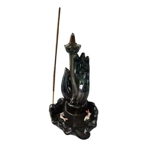 Наборы ароматов Подставка для благовоний палочки "Лотос и Рука" 11х11х17,5 см керамическая (DN36175)