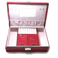 Скринька для біжутерії 27,5х19х7 см, еко-кіра, бордовий (DN25768B)