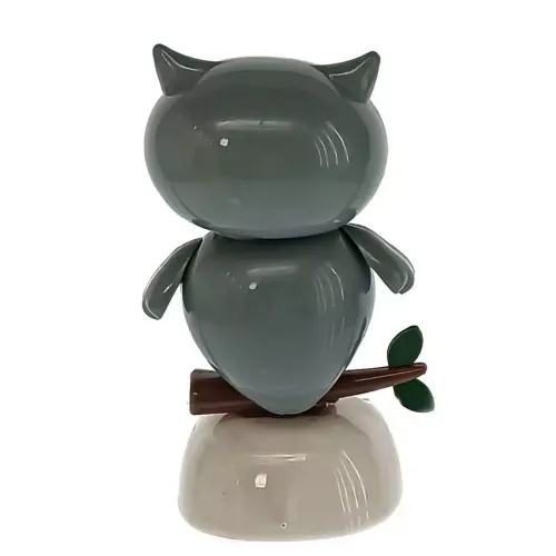 Інше Статуетка сонячна "Сова на гілці" танцююча від сонячної батареї H-10,5 см пластик, сіра (32764A)