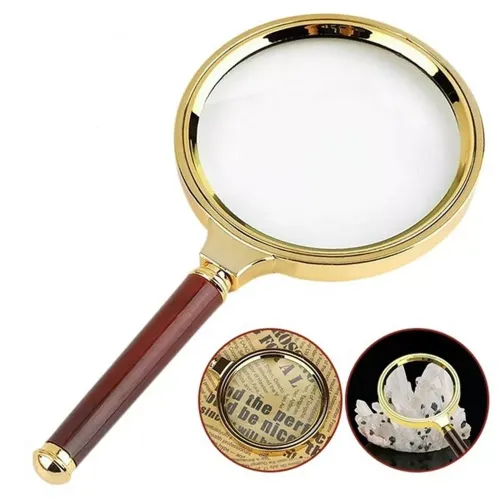 Компасы, лупы Универсальная лупа с ручкой, металл, пластик, коричневый, золотистый d-80 мм, кратность 10Х (DN26355)