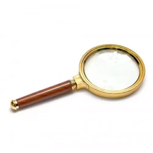 Компасы, лупы Универсальная лупа с ручкой, металл, пластик, коричневый, золотистый d-80 мм, кратность 10Х (DN26355)
