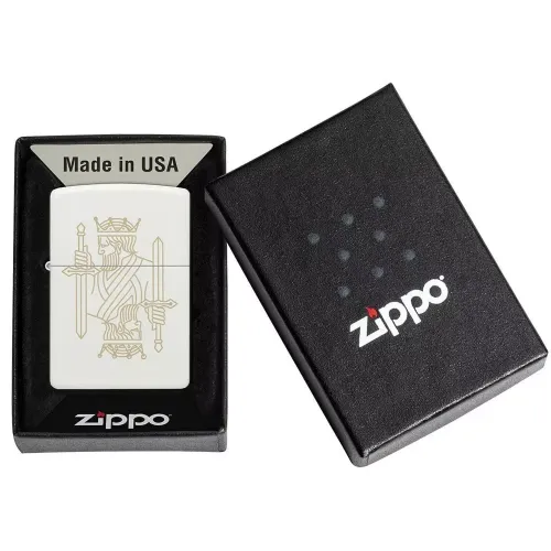 Бензиновые зажигалки Зажигалка бензиновая Zippo 214 King Queen Design Белая (49847)