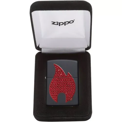 Бензиновые зажигалки Зажигалка бензиновая ZIPPO Blind Flame, красные кристаллы, бархатная подарочная коробка (29106)
