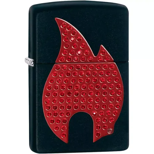 Бензиновые зажигалки Зажигалка бензиновая ZIPPO Blind Flame, красные кристаллы, бархатная подарочная коробка (29106)