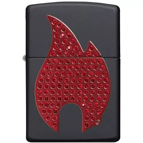 Бензиновые зажигалки Зажигалка бензиновая ZIPPO Blind Flame, красные кристаллы, бархатная подарочная коробка (29106)