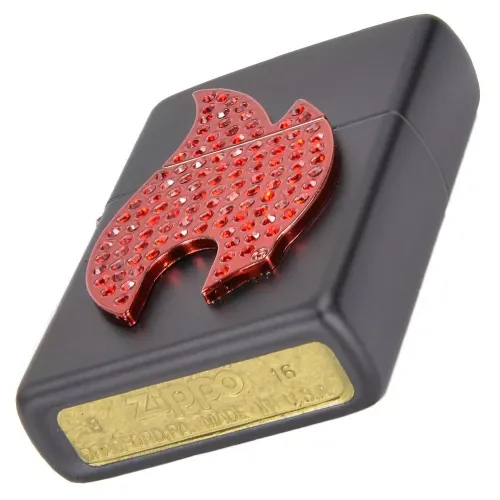 Бензиновые зажигалки Зажигалка бензиновая ZIPPO Blind Flame, красные кристаллы, бархатная подарочная коробка (29106)