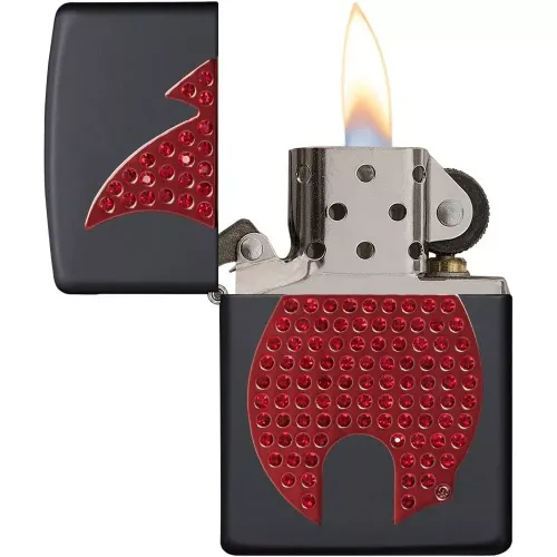 Бензиновые зажигалки Зажигалка бензиновая ZIPPO Blind Flame, красные кристаллы, бархатная подарочная коробка (29106)