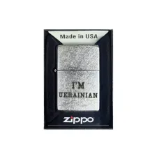 Запальничка бензинова Zippo Ukraine Classic Street Chrome гравіювання "I am UKRAINIAN" срібляста (207 IMU)