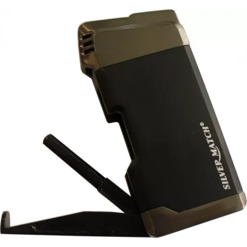 Бензинові запальнички Запальничка для трубки із двійником Silver Match Sm Hillingdon Piezo Lighter чорний (40674225BL)