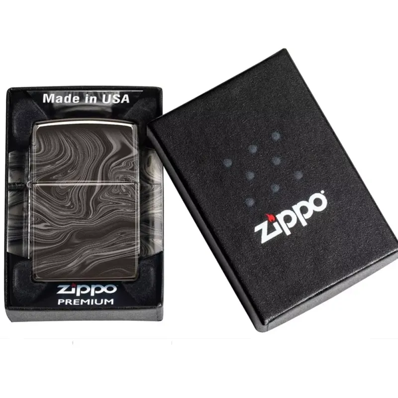 Зажигалка бензиновая Zippo Marble Pattern Design черный мрамор (49812)