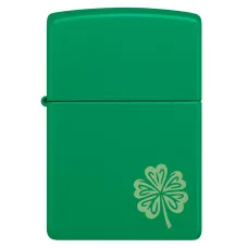 Зажигалка бензиновая ZIPPO Regular Grass Green Matte Lucky Clover Design, зеленый (46850)