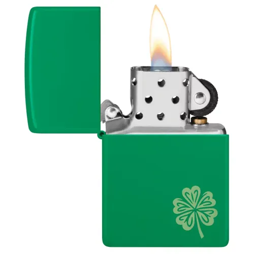 Зажигалка бензиновая ZIPPO Regular Grass Green Matte Lucky Clover Design, зеленый (46850)
