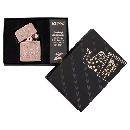 Запальничка армована бензинова Zippo Armor® Rose Gold Zippo Logo Script Collectible (48768)