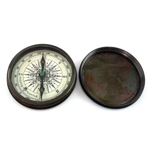 Компас бронзовий в шкіряному футлярі " Stanley London" Compass Antic Foldable 8,8х8,4х3,4 см (DN34867)