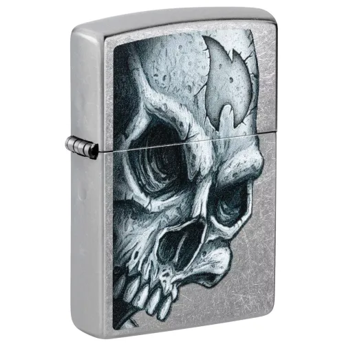 Зажигалка бензиновая ZIPPO CLASSIC Street Chrome Skull and Flame Design, хром (46587)