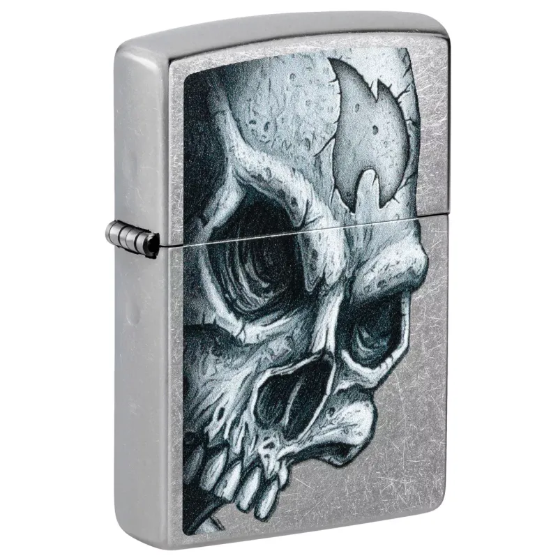 Зажигалка бензиновая ZIPPO CLASSIC Street Chrome Skull and Flame Design, хром (46587)