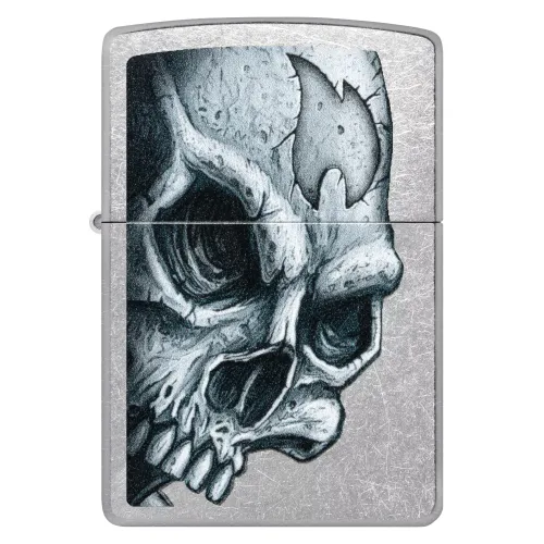 Зажигалка бензиновая ZIPPO CLASSIC Street Chrome Skull and Flame Design, хром (46587)