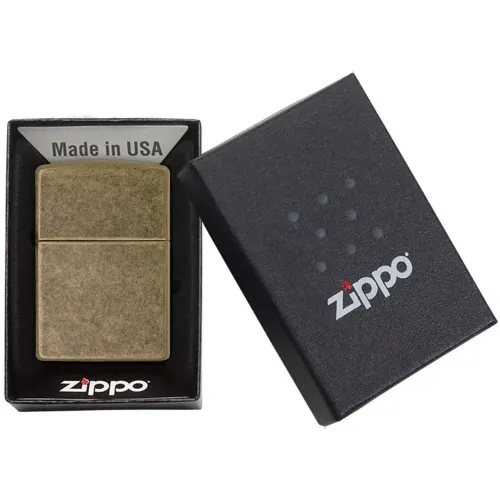 Зажигалка бензиновая ZIPPO FLAT BTM ANTIQUE BRASS (201 FB)