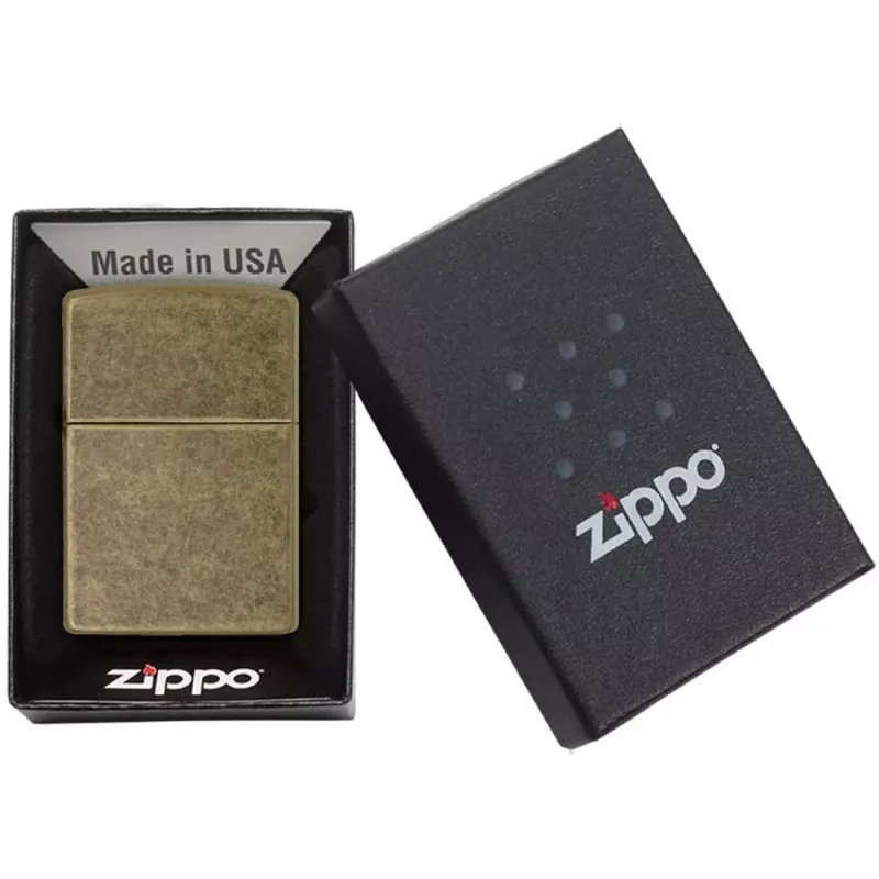 Зажигалка бензиновая ZIPPO FLAT BTM ANTIQUE BRASS (201 FB)