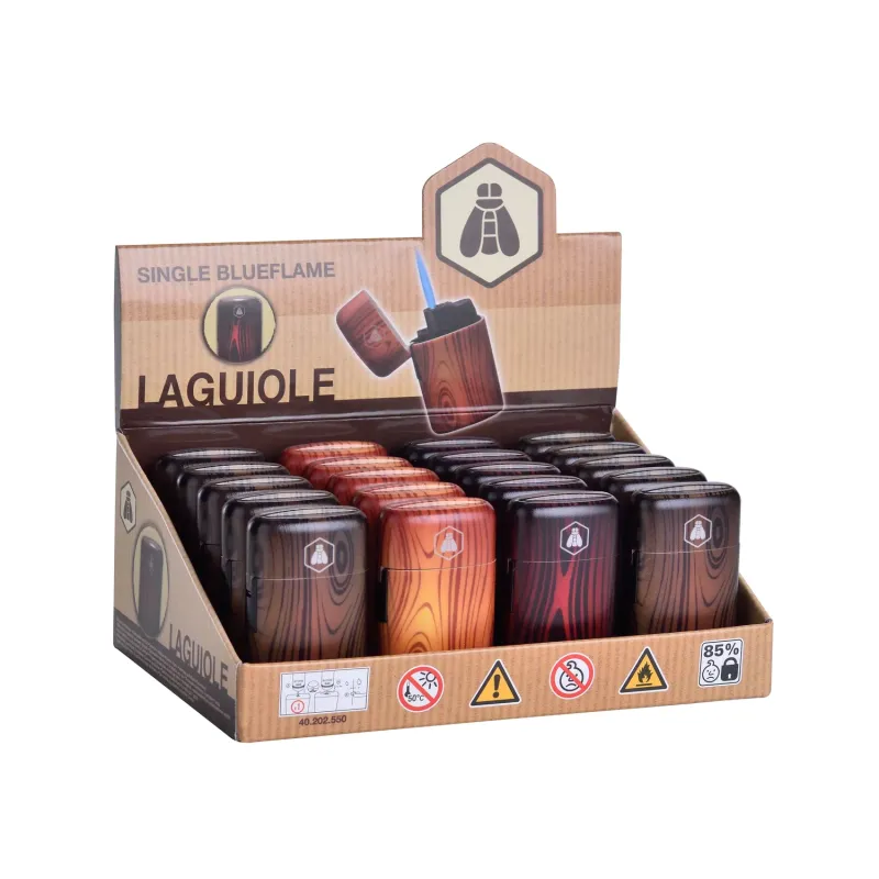 Зажигалка газовая турбо Laguiole Capsule пластик рисунок дерево (40202550)