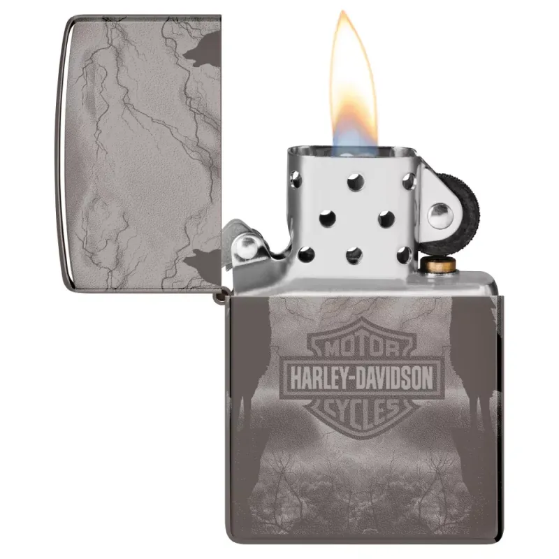 Зажигалка бензиновая ZIPPO Wolves Design Harley-Davidson®, черный лед (48799)