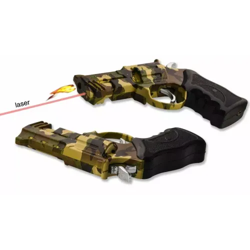 Газові запальнички Газова запальничка турбо з лазерною указкою "Револьвер" червоне полум'я, метал (10,5х9х2 см) (DN32720)