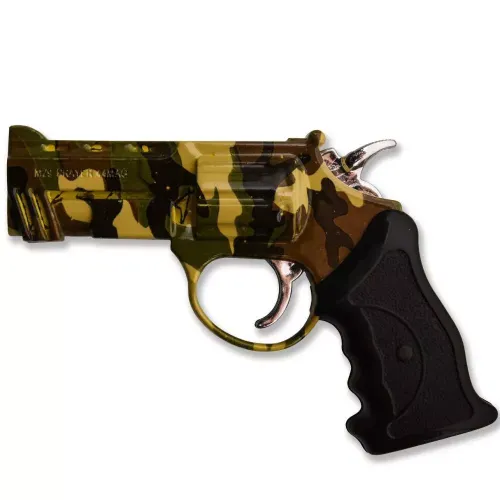 Газові запальнички Газова запальничка турбо з лазерною указкою "Револьвер" червоне полум'я, метал (10,5х9х2 см) (DN32720)