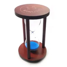 Часы песочные на 15 минут в дереве, синий песок 14,5х9х9 см (DN32213)