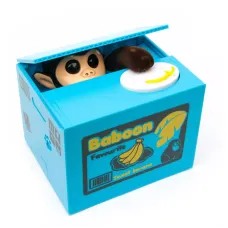 Інтерактивна скарбничка "Мавпочка Злодюжка" на батарейках, пластик, синя (12х9х10 см) (DN29756C)