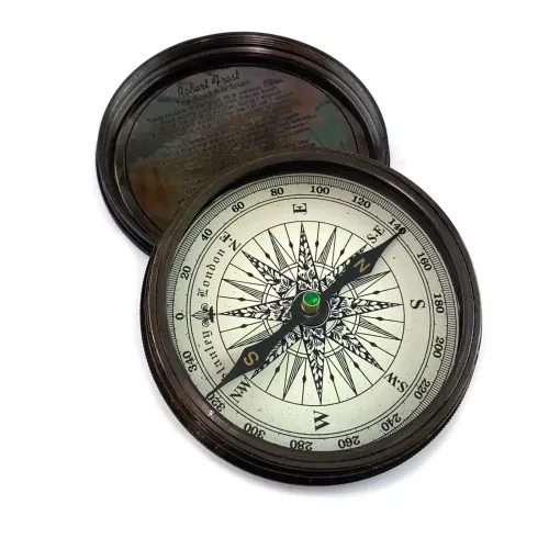 Компаси, лупи Компас бронзовий в шкіряному футлярі " Stanley London" Compass Antic Foldable 8,8х8,4х3,4 см (DN34867)
