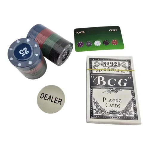 Покерные наборы Набор для покера 40 фишек с номиналом и колода игрушечных карт BCG 54 шт, жетон Dealer, блистер (DN36520)