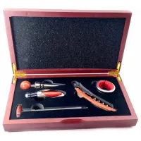 Набор сомелье на 5 предметов в деревянном футляре 23х12,5х4 см, красное дерево (DN32855)