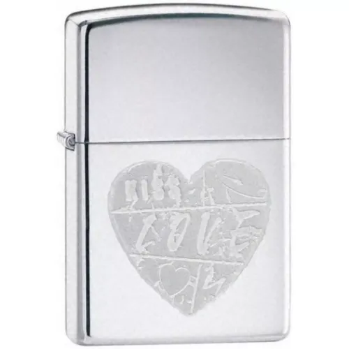 Бензиновые зажигалки Зажигалка бензиновая Zippo For The Love Серебристая с гравировкой (24198)