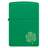 Зажигалка бензиновая ZIPPO Regular Grass Green Matte Lucky Clover Design, зеленый (46850)