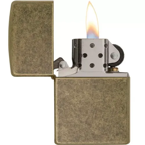 Бензиновые зажигалки Зажигалка бензиновая ZIPPO FLAT BTM ANTIQUE BRASS (201 FB)