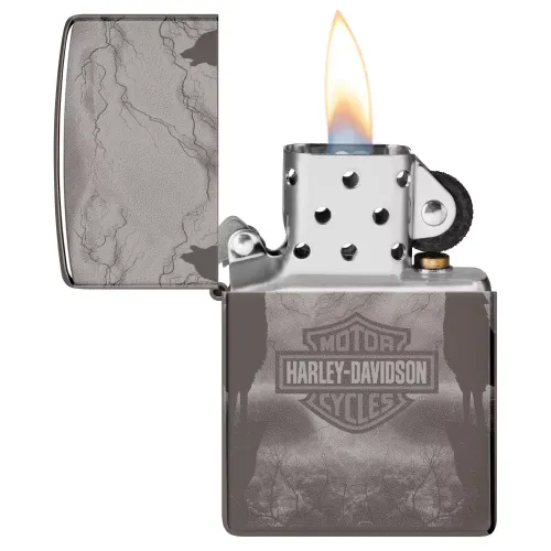 Бензиновые зажигалки Зажигалка бензиновая ZIPPO Wolves Design Harley-Davidson®, черный лед (48799)