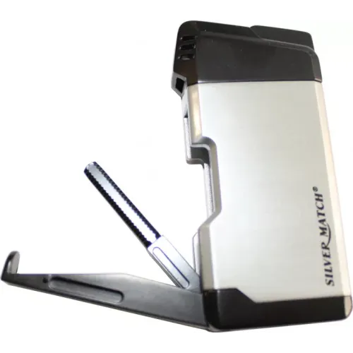 Бензинові запальнички Запальничка для трубки із двійником Silver Match Sm Hillingdon Piezo Lighter сріблястий (40674225SL)