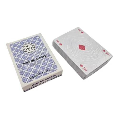 Карты игральные пластиковые 56 шт "Jeux De Cartes RAMI" синяя рубашка 4 индекса (DN36199A)